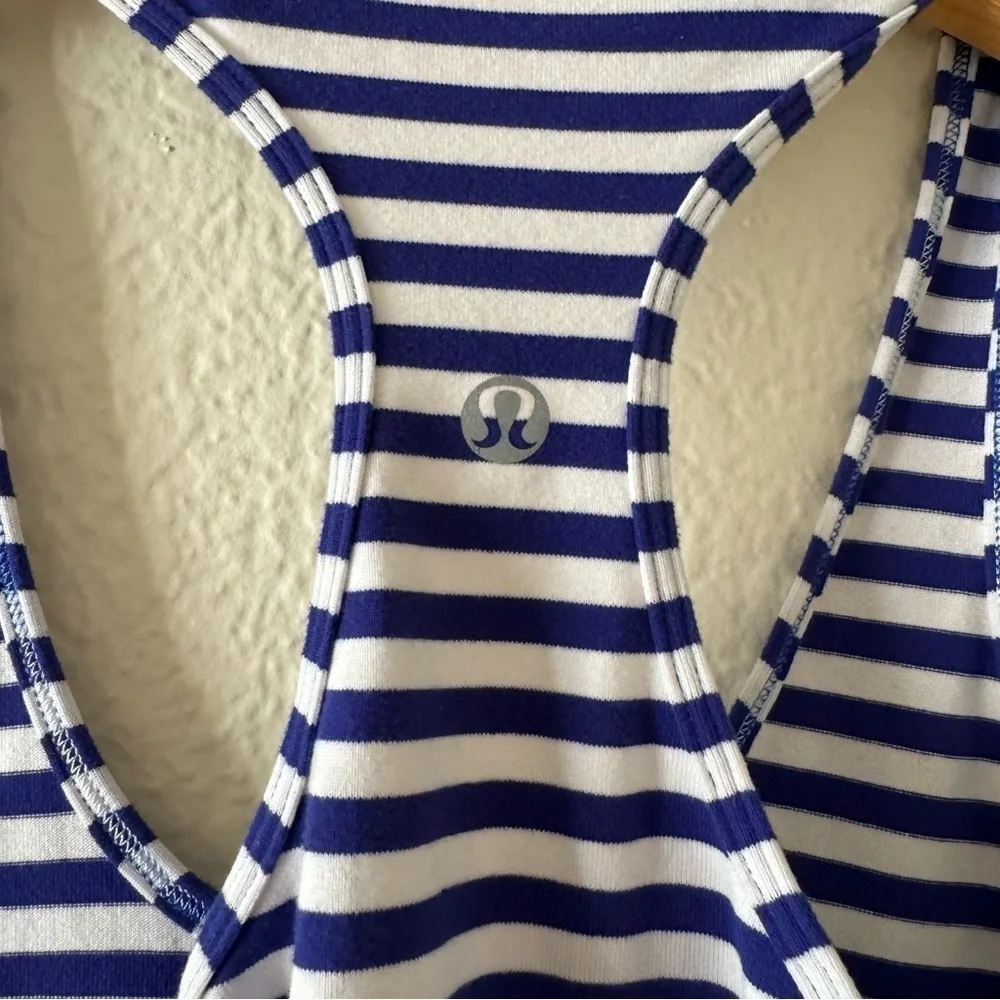 Lululemon Cool Racerback Pigment Blue White Narrow Bold Stripe